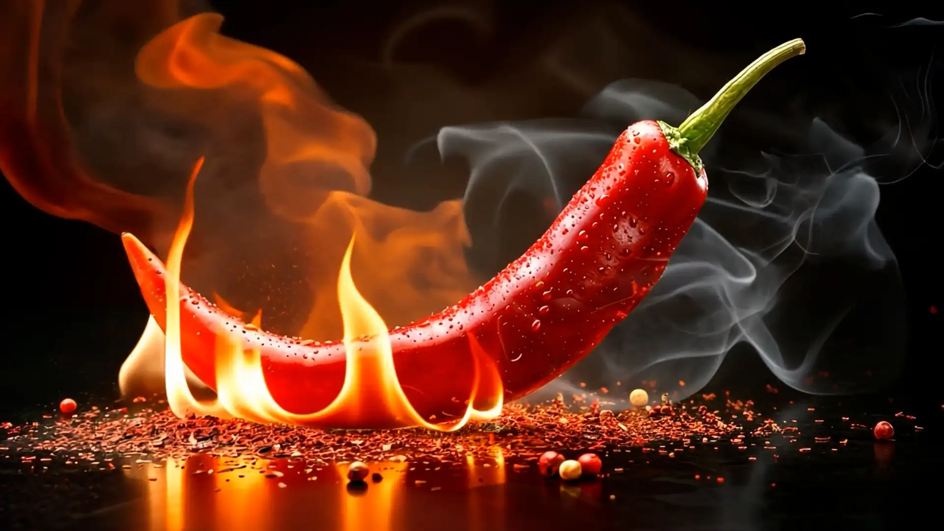 A chili pepper on fire