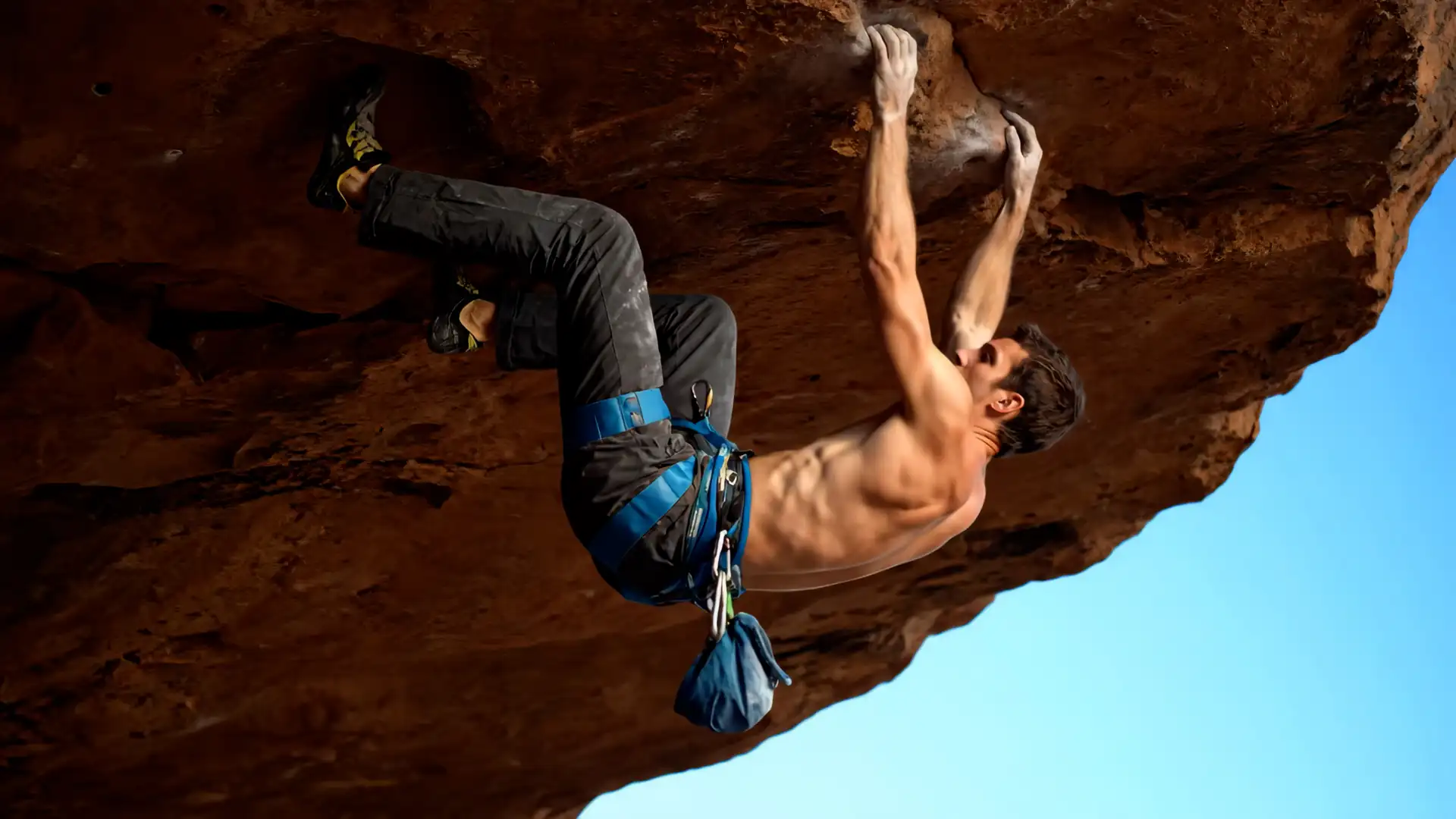 Free climbing an overhang