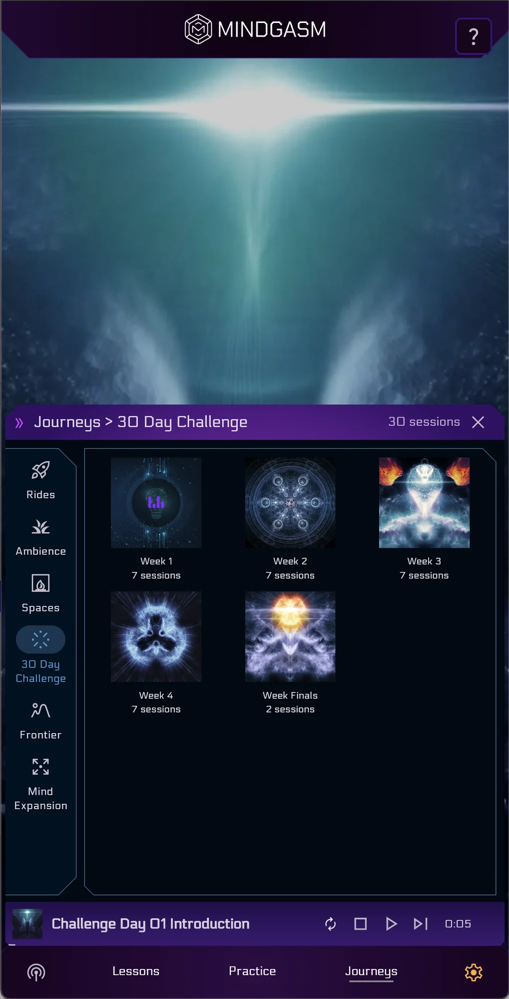 The Mindgasm app: Journeys, 30 Day Challenge